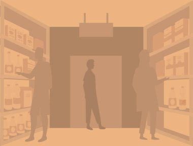 İnsanlar alışveriş yapar, mal seçer, süpermarketten, bakkaldan, yiyeceklerle alışveriş yapar.