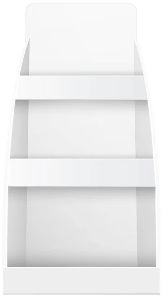 Estantes blancos de supermercados vacíos aislados en la ilustración del vector de fondo blanco — Archivo Imágenes Vectoriales