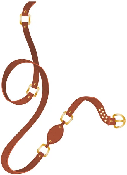 Cinturón de hombre de cuero aislado con anillos metálicos o tema de tela de accesorios de moda para dama de moda Lewis — Vector de stock