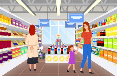 İnsanlar alışveriş yapar, mal seçer, süpermarketten, bakkaldan, yiyeceklerle alışveriş yapar.
