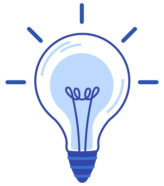 Icona idea lampada, oggetto luce blu su sfondo bianco. Lampadina luminosa con luce calda per logo — Vettoriale Stock