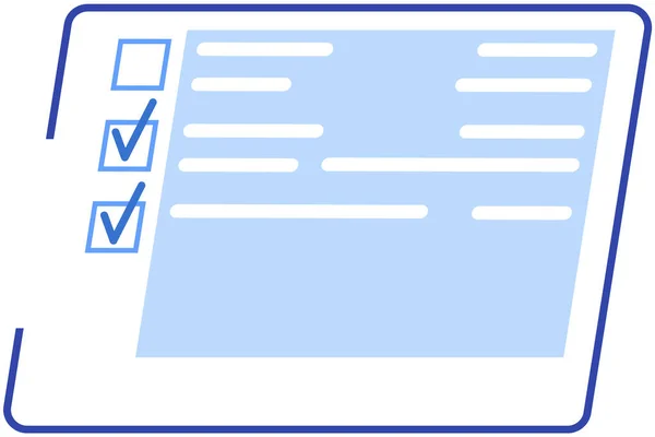 Lista de verificação com resultados de pesquisas sociais, dados de clientes. Área de transferência com documento. Formulário com inquérito — Vetor de Stock