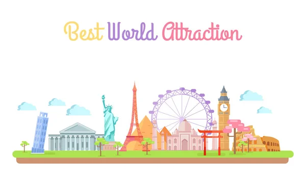 Meilleures attractions du monde Agence de voyage Promo Banner — Image vectorielle