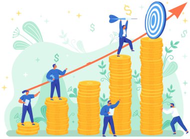 Başarı ve liderlik için strateji planlayan insanlar. Hedefler ve hedefler, iş planı, gelir artışı