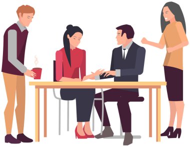 Projeye başlamak için toplantı, iş planı. Girişimcilik alanında iş tartışan meslektaşlar