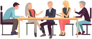 İş arkadaşları şirkette iş, kâr, iş tartışmaları. Stratejik toplantı sırasında iş buharı