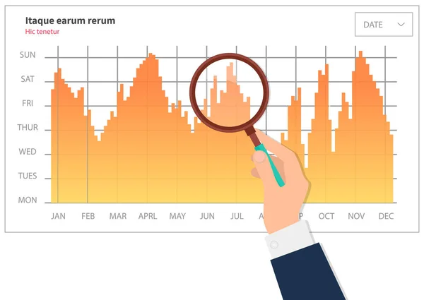 Marknadsdiagram. Grafisk visualisering och analys av information. Statistiska indikatorer och uppgifter — Stock vektor