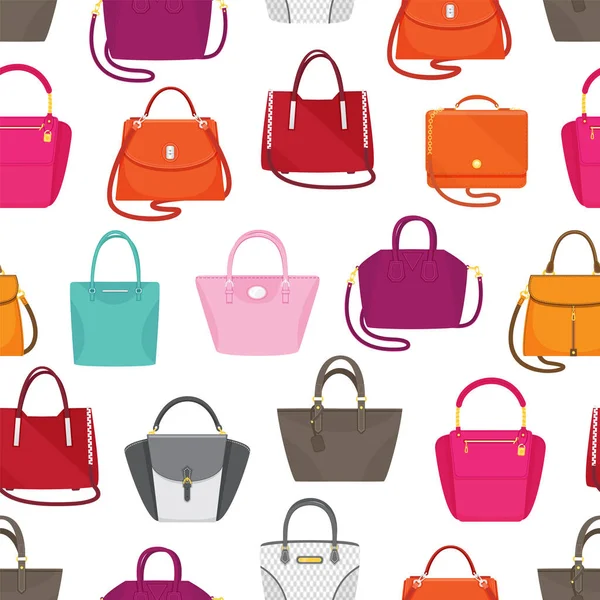 Conjunto de mulheres saco vetor ícone isolado no fundo branco, padrão sem costura, acessórios femininos —  Vetores de Stock