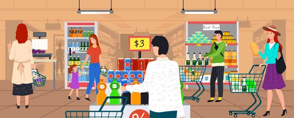 İnsanlar alışveriş yapar, mal seçer, süpermarketten, bakkaldan, yiyeceklerle alışveriş yapar.