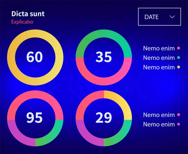 Diagramas de mercado. Visualização e análise da informação gráfica. Indicadores e dados estatísticos —  Vetores de Stock