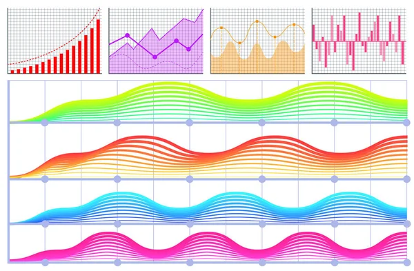 Intelligent technology hud pannello interattivo. Schermo dati con grafici. Relazione finanziaria annuale — Vettoriale Stock