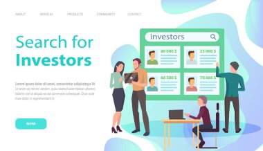 Yatırımcı konseptini ara. Proje veya başlangıç finansmanı için sponsor arayan insanlar