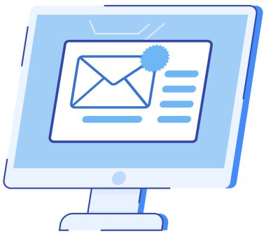 Bilgiler dijital zarfın içinde. Haber, gazete, elektronik yayın için çevrimiçi abonelik