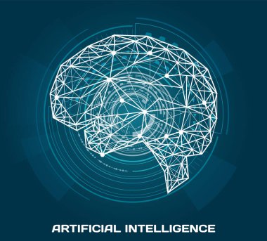 Çokgen insan beyni, merkezi sinir sistemi organı. Tıp konseptinde yenilikçi teknoloji