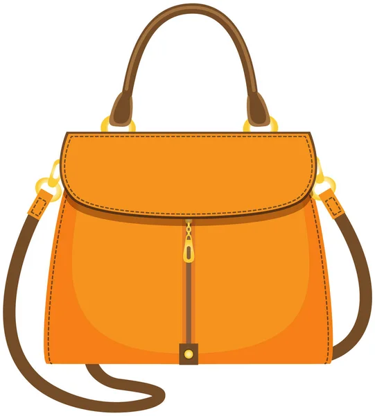 Cartoon illustration of women yellow bag vector icon isolated on white background, stylish handbag — Stock Vector