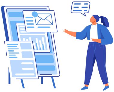 Bilgiler dijital zarfın içinde. Haber, gazete, elektronik yayın için çevrimiçi abonelik