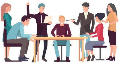 Projeye başlamak için toplantı, iş planı. Girişimcilik alanında iş tartışan meslektaşlar