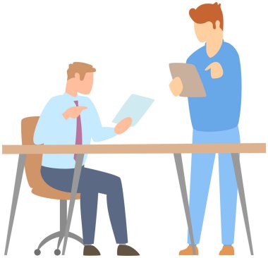 Takım düşüncesi ve beyin fırtınası. Şirket bilgilerinin analizi. İş toplantısındaki meslektaşlar