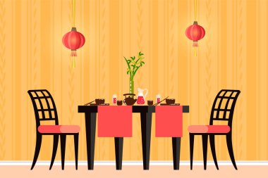 Tabaklarla ve Japon mutfağıyla dolu bir masa hazırladım. Japonya tarzı restoran ya da kafe
