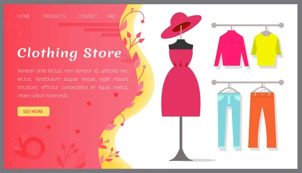 Modelo de site loja de roupas. Design boutique online para venda de roupas na loja de internet — Vetor de Stock