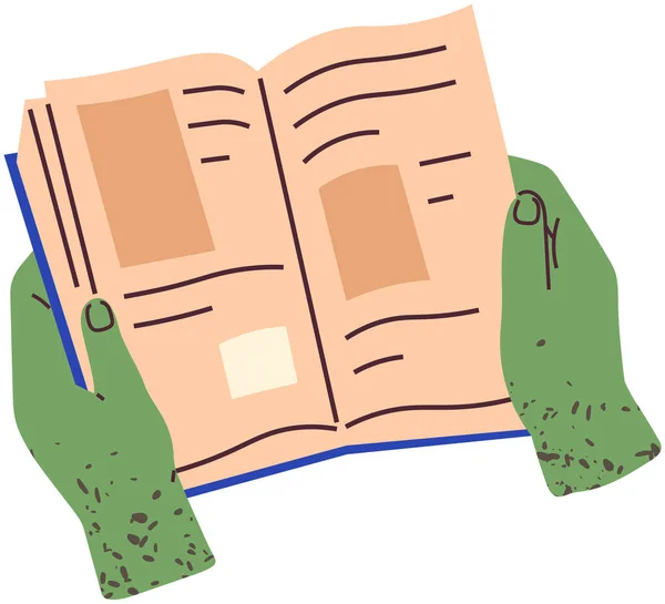 손으로 읽을 수있는 타이포그래피 본문이 들어 있는 종 이 용지 로인 쇄 된 책, 인쇄판 — 스톡 벡터