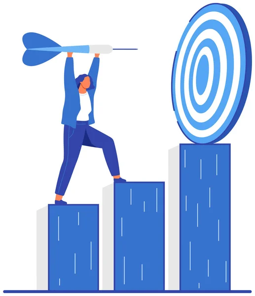 Working with big target with arrow. Business mission. Goals and objectives, business grow and plan concept — Stock Vector