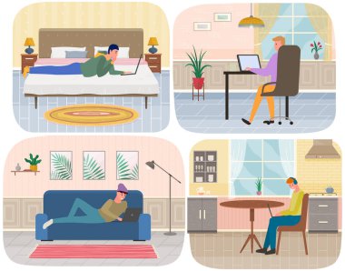 Sohbet, iletişim ve internet üzerinden mesajlar. Sohbet etmek için bilgisayarı kullanan insanlar