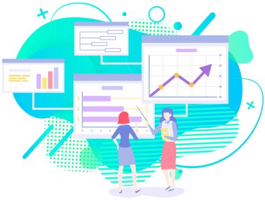 Çalışanlar istatistiksel göstergeleri, iş verilerini analiz ederler. Karakterler pazarlama araştırmalarıyla çalışır