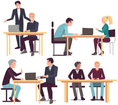 Projeye başlamak için toplantı, iş planı. Girişimcilik alanında iş tartışan meslektaşlar