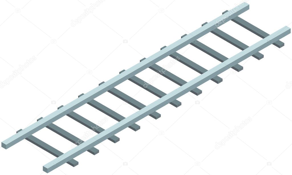 Road with rails and sleepers. Metallic track for moving of railway transport vector illustration