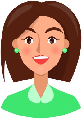 Genç bir kadının pozitif yüz ifadesi. Neşeli, neşeli, mutluluk ve neşe dolu bir kız