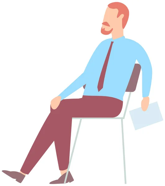 Businessman relaxing in office. Entrepreneur in suit sitting on chair during break at work — ストックベクタ