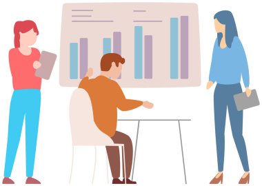 Yönetici istatistiksel bir rapor sunar. Analiz ve planlama sektörü