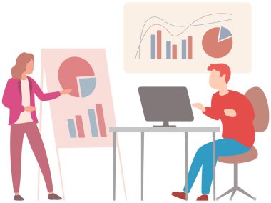 Yönetici istatistiksel bir rapor sunar. Analiz ve planlama sektörü