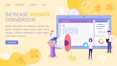 İnsanlar reklam kampanyası, reklam stratejisi, e-ticaret yaratıyor. Web sitesi konseptinin dönüşümünü arttır