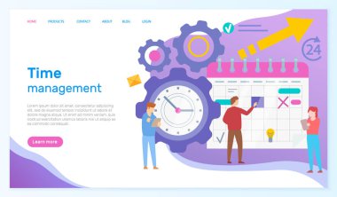 Zaman yönetimi, iş akışı organizasyonu web sitesi şablonu. Çalışma verimliliği, verimlilik artışı