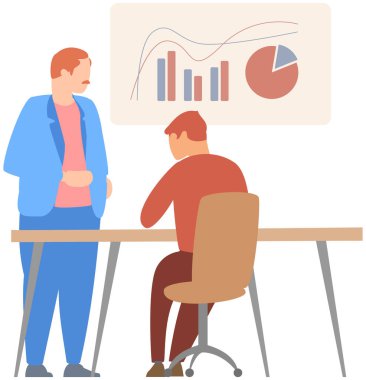 Yönetici istatistiksel bir rapor sunar. Analiz ve planlama sektörü