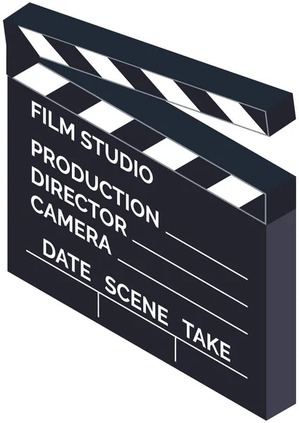 Equipo de filmación, creación de películas. Clapperboard, película clapper como símbolo de cinematografía — Archivo Imágenes Vectoriales