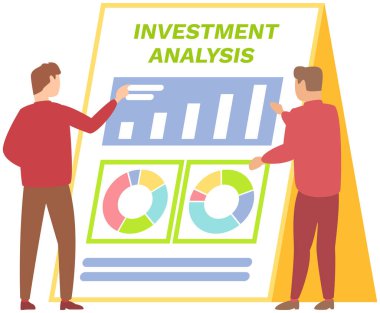 Karakterli yatırım analizi konsepti afişi. Finansal yönetim. Ticaret çözümleri