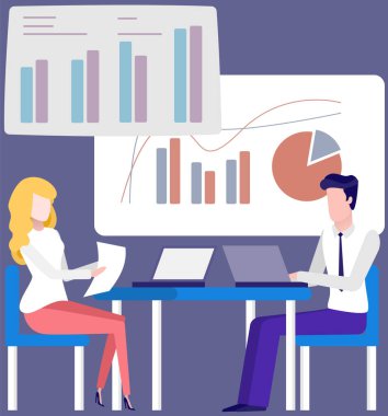 Yönetici istatistiksel bir rapor sunar. Analiz ve planlama sektörü