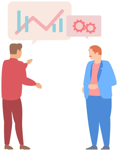Le gestionnaire présente un rapport statistique. Analyse et planification concept d'entreprise — Image vectorielle
