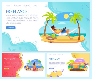 Etkili zaman yönetimi için uzak serbest çalışma. Ev şablonundan bilgisayardaki çalışmalar için web sitesi