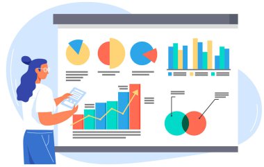 Veri analizi istatistik konsepti. Strateji, iş geliştirme. İstatistiksel iş araştırmalarının sonuçları