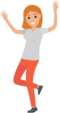 Kadın karakter dansı, ritmik hareket ediyor. Danstaki kadın seviniyor. Zafer sevinci, başarı