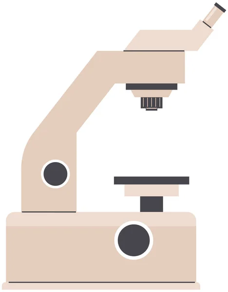 Microscopio, herramienta de aumento microbiológico para investigación en laboratorio. Equipo para el estudio de muestras celulares — Vector de stock