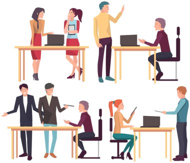 Projeye başlamak için toplantı, iş planı. Girişimcilik alanında iş tartışan meslektaşlar