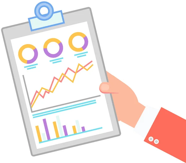 Marktdiagramme Grafische Visualisierung und Analyse von Informationen. Statistische Indikatoren und Daten — Stockvektor