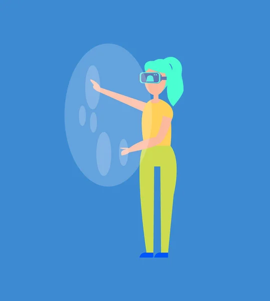 Illustrazione vettoriale della donna della realtà interattiva — Vettoriale Stock