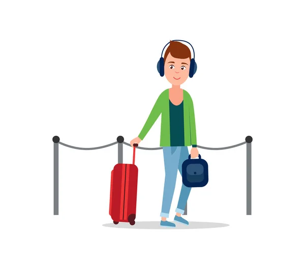 Teenager in Airport Baggage Vector Illustration — Stockvektor