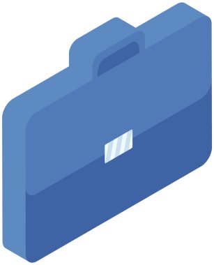 İş çantası. Saplı ve tokalı mavi evrak çantası. Diplomat, sözleşmeleri tamamlar ve mali bilgileri saklar. Profesyonel bavul. Vektör izole edilmiş ofis çalışanı davası, deri çanta.